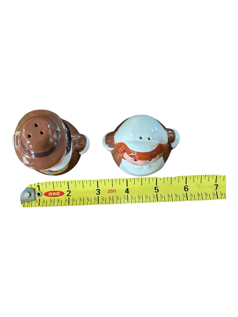 Brown Pilgrim Couple Ceramic Salt and Pepper Shakers - Thanksgiving Serveware